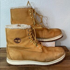 Timberland Men’s 13 Wheat Leather Shearling Lined Lace Up Winter Boots Workwear